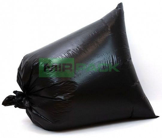 Мешки для мусора 180 литров, 35 мкм, черные (ПВД, в рулоне 10 штук, 93x110 см) Мирпак 2 слоя  - Вид 2